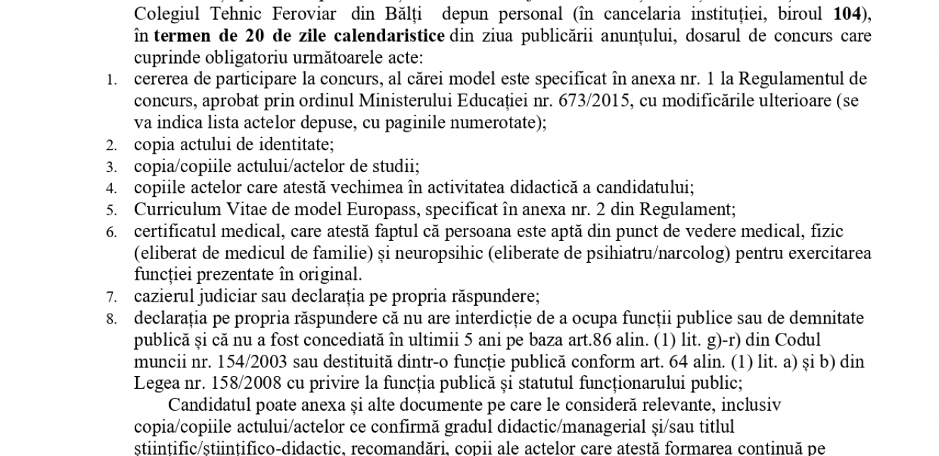 ATENȚIE, CONCURS  director adjunct instruire și educație al  IP CTFB